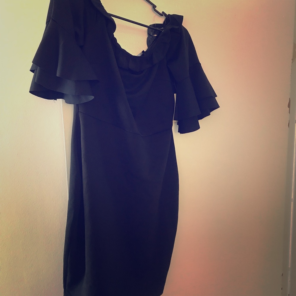 Black Ruffle Bodycon Dress